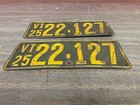 Lot Of 2 Antique Vintage 1925 Vermont License Plates 124