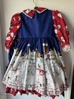 Daisy Kingdom  2 Piece Dress Pinafore Girls 3t Peppermint  Hill Christmas Vtg