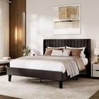 Queen full Size Bed Frame W velvet Upholstered Headboard no Box Spring Needed