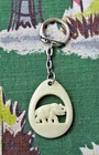 Vintage White Plastic Elephant Keychain