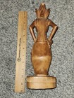 Vintage Carved Wood Asian Goddess Signed On Bottom 1938  Chip To Back Of Headpie