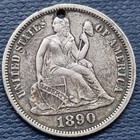 Love Token - 1890 Seated Liberty Dime - Engraved -   F A K   -  93812