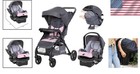 Stroller And Car Seat Travel Set With Sun Protection Canopy And Plush Padding