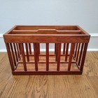 Vintage Mid Century Teak  Wood Magazine Rack Newspaper Danish Modern Holder