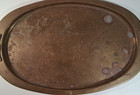 Brass Oval Tray Shell Double Handle Art Deco Mcm Motif Seashell 20 3 8  X 11 