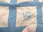 Vintage 1950s Cotton Blue And Pink Crib Baby Quilt  O-a1-1c