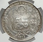 1871 Yj Peru South America Antique Original Silver Peruvian Sol Ngc Coin I82950