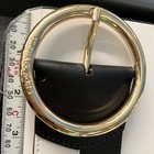 Michael  Kors Womens 2 25  Wide Leather Belt Black White Gold Round  Large