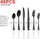 48-piece Black Silverware Set With Steak Knives Black Stainless Steel Flatware