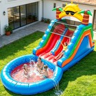 23ft Commercial Large Pvc Inflatable Bounce House Double Water Slides Water Park