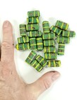 23 Old Antique Venetian Glass African Trade Beads Green yellow With Bead Design