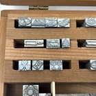 Kingsley Machine Co Vintage Die Set 96 Emblems For Hot Foil Original Wooden Box