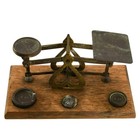 Antique English Warranted Accurate Brass And Wood Postal Scale