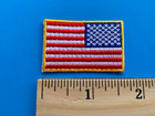 Small Reverse Usa American Flag Embroidered Patch Iron-on Sew-on Gold Border  2 