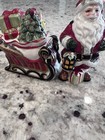 Fitz   Floyd Christmas Salt   Pepper Shaker Yuletide Traditions Santa Sleigh Vtg