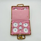 Vintage Barbie Mattel Schylling Porcelain Childs Tea Set Wicker Picnic Basket