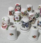 Vintage Flowers Birds Thimble Lot Of 27 Nature Butterflies