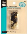  4-35 No-sew Jean Buttons   Gilt  11 16-inch 6-count 