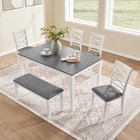 6-piece Rectangular Wooden Dining Table Set W  Bench   4 Upholstered Chairs