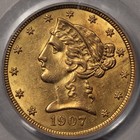 1907  5 Liberty Head Half Eagle Pcgs Au58  cac 