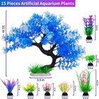 Aquarium Plants 15 Pack Artificial Fish Tank Decor Tree   Plant Set