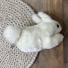 Vintage White Bunny Rabbit Plush Pink Nose 7    Laying Down Stuffed Animal