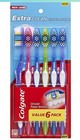 Colgate Extra Clean Toothbrush  Medium Toothbrush For Adults  6 In Pack  3 Pack 