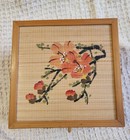 Woven Bamboo And Wicker Sewing Basket With Painted Floral Lid From China 