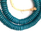 Ghana Handmade Recycled Glass Opaque Teal Disk African Trade Beads-ghana