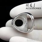 Men 925 Sterling Silver Black Oval Onyx Ring asr44