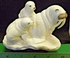 Vintage 1974 Porcelain Bisque Mother Walrus   Babies Figurine By Aldon Guc