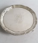 Nice Crested Antique Solid Silver Card Tray   Salver    17cms Dia    Sheff  1777