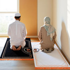 2 Pcs Muslim Couple Prayer Rug Set With 2 Pcs Delicate Prayer Beads Heart Rose D