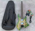 6 Strings Headless   Travel Electric Guitar Abalone Dots Inlays Glossy Finished