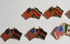 Lot 8 Vtg Gold-tone 2-flag Friendship Lapel Pins  Usa W Costa Rica Mexico Egypt 