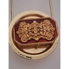 Estee Lauder Vintage Gold Tone Filigree Burgundy Enamel Solid Perfume Compact
