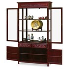Us Seller - Dark Cherry Rosewood Flower And Bird Design Oriental China Cabinet