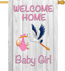 Welcome Home Baby Girl Garden Flag Baby Shower Birth Announcement Family Party N