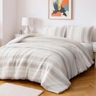 Comforter Set  3-piece Jacquard Comforter And 2 Pillow Queen Beige Striped