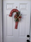 Christmas Candy Cane Wreath Front Door Holiday Decor Wall Hanger