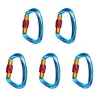 5pcs Blue 25kn Aluminum Carabiner Screw Locking Hook For Climbing Caving Aa