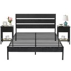 3-piece Bedroom Set Furniture Modern Queen Full Size Bed Frame With 2 Nightstand
