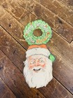Vintage C  1940 Hires Root Beer Bottle Topper Sign Christmas Santa Claus Pepsi