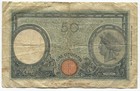 Italy 1943 50 Lire Banknote Fine Details See Scans