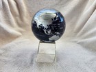 Mova Blue   Silver Earth Globe Rotating Motion Solar Powered Map   Stand   Box
