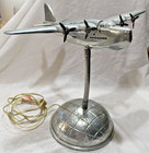 Vintage Pan Am Pacific Clipper Seaplane Airplane Table Lamp W  Globe Base Works 