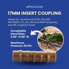Netafim 17mm Techline Insert Coupling - Drip Irrigation Barbed Insert Connector