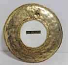 Small Heavy 24kt Gold Plated Brass  And Ceramic Wall Decoration Vintage