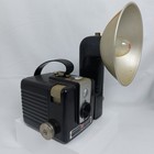 Vtg 50s Kodak Brownie Hawkeye Flash Model Camera W  Original Box   Flasholder