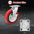 8 Inch Heavy Duty Casters Wheels  Industrial Grade Polyurethane Casters Set Of 4